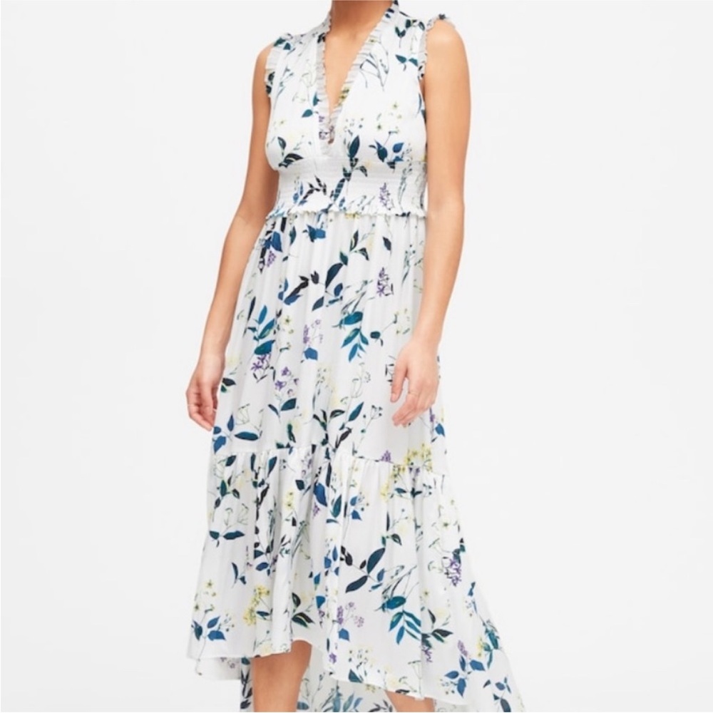 Banana Republic Floral Satin Maxi Dress Size 00P